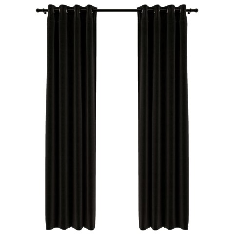 ZASŁONY STYLIZOWANE NA LNIANE 2 SZT ANTRACYT 140X225CM