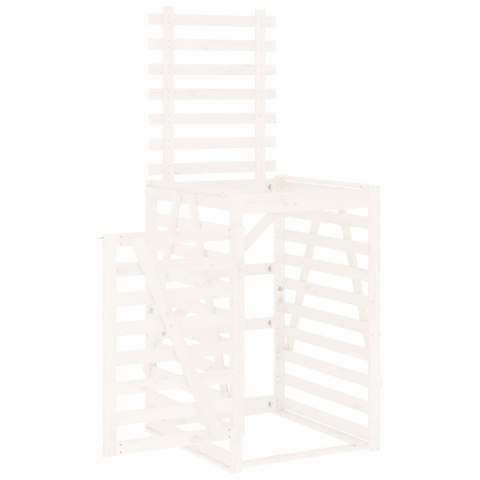 OBUDOWA KOSZA NA ŚMIECI BIAŁA 84X90X128,5CM DREWNO SOSNOWE