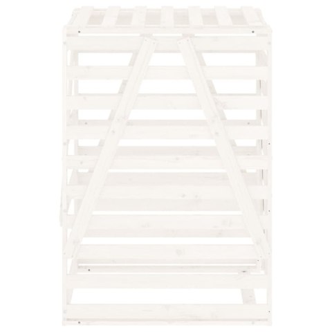 OBUDOWA KOSZA NA ŚMIECI BIAŁA 84X90X128,5CM DREWNO SOSNOWE