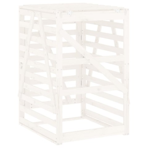 OBUDOWA KOSZA NA ŚMIECI BIAŁA 84X90X128,5CM DREWNO SOSNOWE