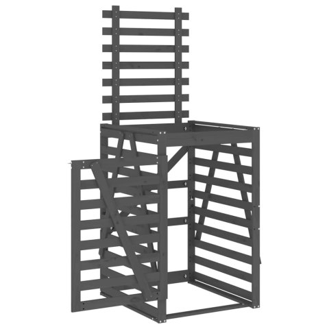 OBUDOWA KOSZA NA ŚMIECI SZARA 84X90X128,5CM DREWNO SOSNOWE