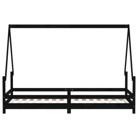 RAMA ŁÓŻKA CZARNA 80X200CM DREWNO SOSNOWE