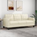 3-OSOBOWA SOFA KREMOWA 180CM SZTUCZNA SKÓRA
