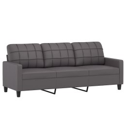 3-OSOBOWA SOFA SZARA 180CM SZTUCZNA SKÓRA