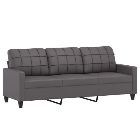 3-OSOBOWA SOFA SZARA 180CM SZTUCZNA SKÓRA