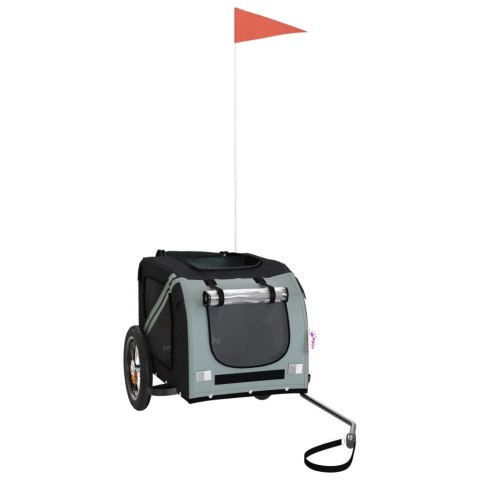 PRZYCZEPKA ROWEROWA DLA ZWIERZĄT PSA KOTA SZARO-CZARNA WODOODPORNA