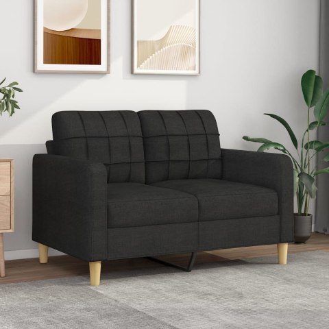 SOFA 2-OSOBOWA CZARNA 120CM TAPICEROWANA TKANINĄ
