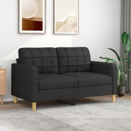 SOFA 2-OSOBOWA CZARNA 140CM TAPICEROWANA TKANINĄ