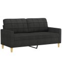 SOFA 2-OSOBOWA CZARNA 140CM TAPICEROWANA TKANINĄ
