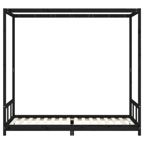 RAMA ŁÓŻKA CZARNA 90X200CM DREWNO SOSNOWE