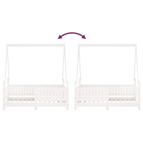 RAMA ŁÓŻKA DZIECIĘCEGO BIAŁA 70X140CM DREWNO SOSNOWE