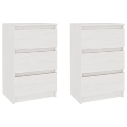 SZAFKI NOCNE 2 SZT BIAŁE 40X29,5X64CM DREWNO SOSNOWE