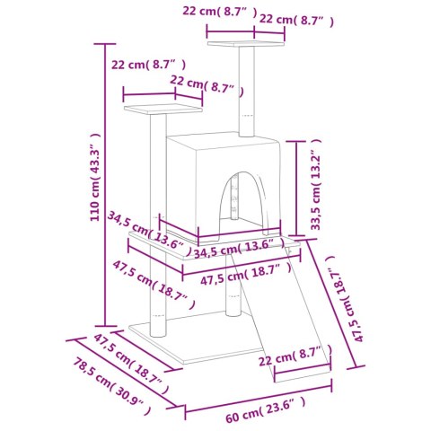 DRAPAK DLA KOTA Z SIZALOWYMI SŁUPKAMI KREMOWY 110CM