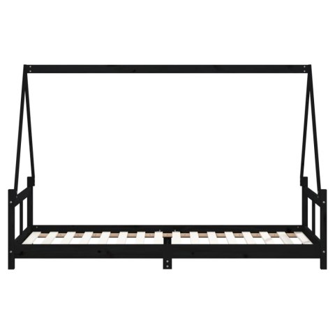 RAMA ŁÓŻKA CZARNA 80X200CM DREWNO SOSNOWE