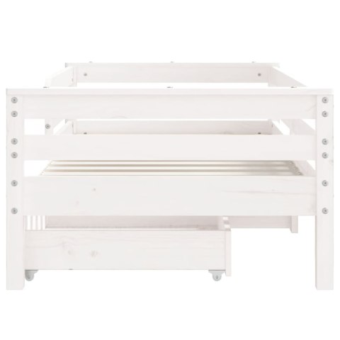 RAMA ŁÓŻKA DZIECIĘCEGO Z SZUFLADAMI BIAŁA 70X140CM SOSNOWA