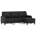 3-OSOBOWA SOFA Z PODNÓŻKIEM CZARNA 180CM SZTUCZNA SKÓRA