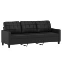 3-OSOBOWA SOFA Z PODNÓŻKIEM CZARNA 180CM SZTUCZNA SKÓRA