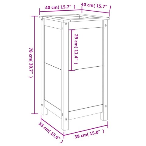 DONICA OGRODOWA CZARNA 40X40X78CM DREWNO SOSNOWE