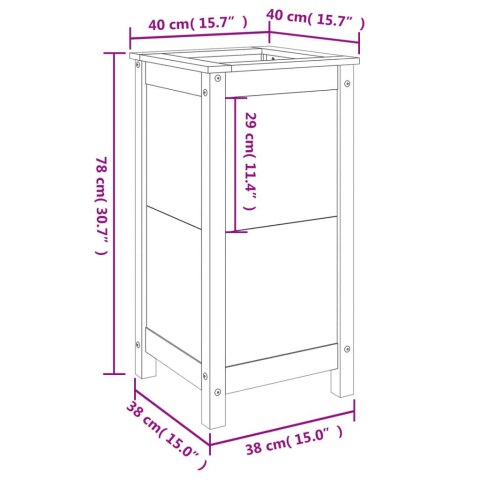 DONICA OGRODOWA SZARA 40X40X78CM DREWNO SOSNOWE