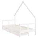 RAMA ŁÓŻKA DZIECIĘCEGO Z SZUFLADAMI BIAŁA 80X200CM SOSNOWA
