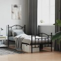 METALOWA RAMA ŁÓŻKA CZARNA 90X200CM Z WEZGŁOWIEM I ZANÓŻKIEM