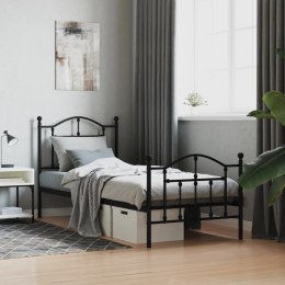 METALOWA RAMA ŁÓŻKA CZARNA 90X200CM Z WEZGŁOWIEM I ZANÓŻKIEM