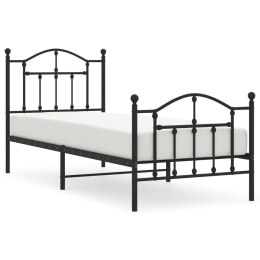 METALOWA RAMA ŁÓŻKA CZARNA 90X200CM Z WEZGŁOWIEM I ZANÓŻKIEM