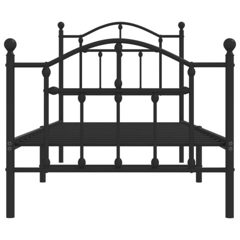 METALOWA RAMA ŁÓŻKA CZARNA 90X200CM Z WEZGŁOWIEM I ZANÓŻKIEM