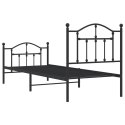 METALOWA RAMA ŁÓŻKA CZARNA 90X200CM Z WEZGŁOWIEM I ZANÓŻKIEM