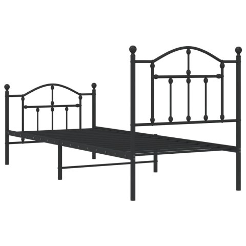 METALOWA RAMA ŁÓŻKA CZARNA 90X200CM Z WEZGŁOWIEM I ZANÓŻKIEM