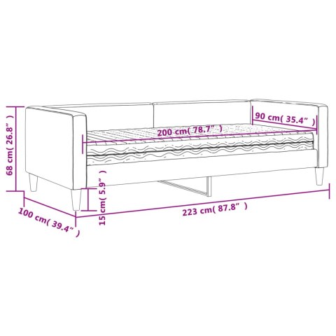 SOFA Z MATERACEM DO SPANIA JASNOSZARA 90X200CM TKANINA
