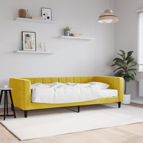 SOFA Z MATERACEM DO SPANIA, ŻÓŁTA, 90X200 CM, AKSAMIT