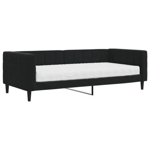 SOFA Z MATERACEM DO SPANIA CZARNA 90X200CM AKSAMIT
