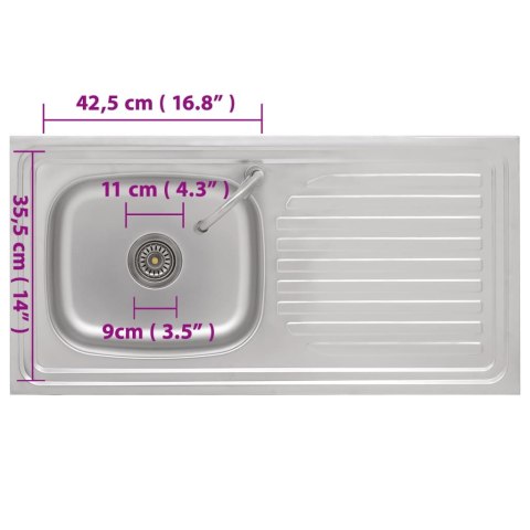 ZLEWOZMYWAK KEMPINGOWY JEDNOKOMOROWY Z KRANEM STAL NIERDZEWNA