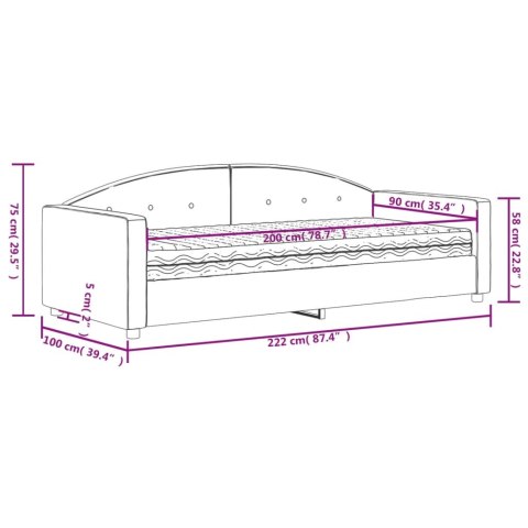 SOFA Z MATERACEM DO SPANIA CZARNA 90X200CM AKSAMIT