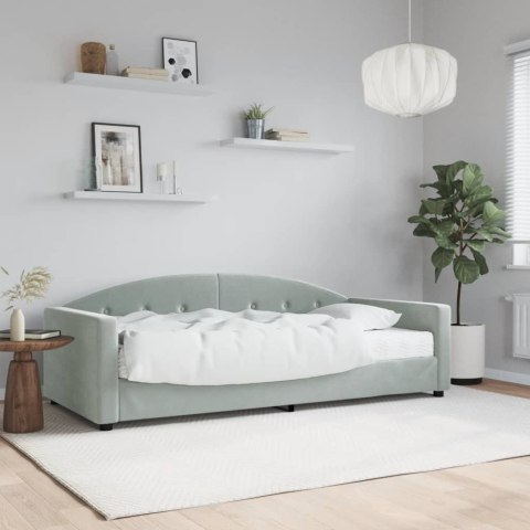 SOFA Z MATERACEM DO SPANIA JASNOSZARA 90X200CM AKSAMIT