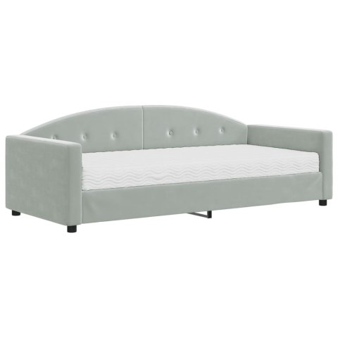 SOFA Z MATERACEM DO SPANIA JASNOSZARA 90X200CM AKSAMIT
