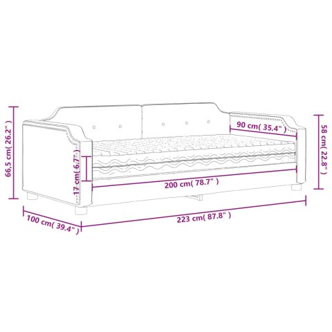 SOFA Z MATERACEM DO SPANIA CIEMNOSZARA 90X200CM TKANINA