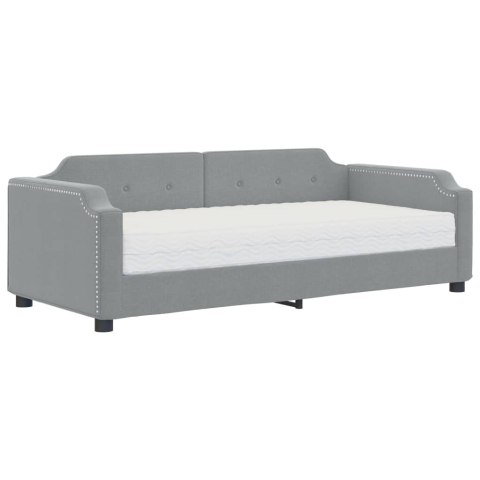 SOFA Z MATERACEM DO SPANIA JASNOSZARA 90X200CM TKANINA