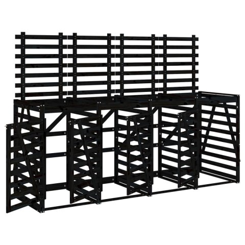 OBUDOWA NA 4 KOSZE NA ŚMIECI CZARNA DREWNO SOSNOWE