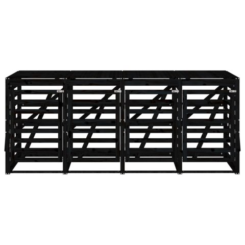 OBUDOWA NA 4 KOSZE NA ŚMIECI CZARNA DREWNO SOSNOWE