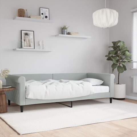 SOFA Z MATERACEM DO SPANIA JASNOSZARA 90X200CM AKSAMIT