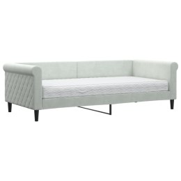 SOFA Z MATERACEM DO SPANIA JASNOSZARA 90X200CM AKSAMIT