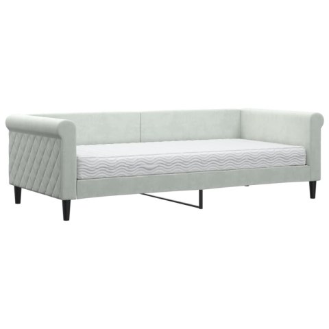 SOFA Z MATERACEM DO SPANIA JASNOSZARA 90X200CM AKSAMIT