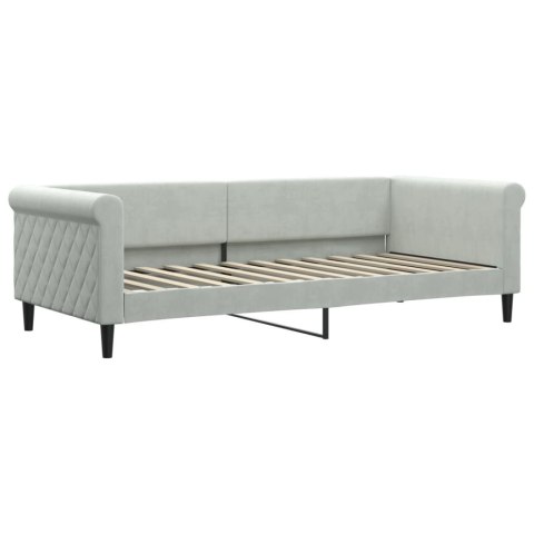 SOFA Z MATERACEM DO SPANIA JASNOSZARA 90X200CM AKSAMIT