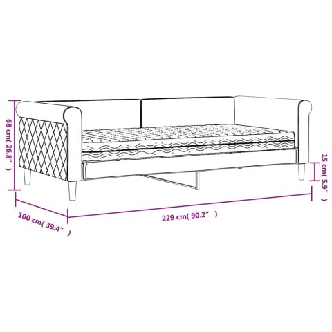 SOFA Z MATERACEM DO SPANIA JASNOSZARA 90X200CM AKSAMIT