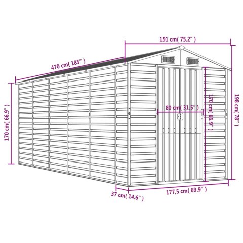 SZOPA OGRODOWA BRĄZOWA 191X470X198CM STAL GALWANIZOWANA