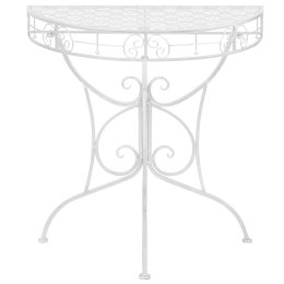 PÓŁOKRĄGŁY STOLIK VINTAGE METALOWY 72X36X74CM SREBRNY