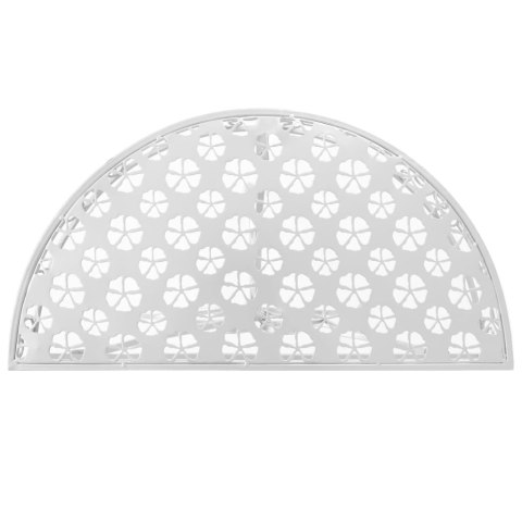 PÓŁOKRĄGŁY STOLIK VINTAGE METALOWY 72X36X74CM SREBRNY