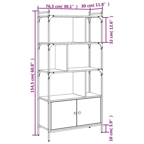 BIBLIOTECZKA Z DRZWICZKAMI SZARY DĄB SONOMA 76,5X30X154,5CM